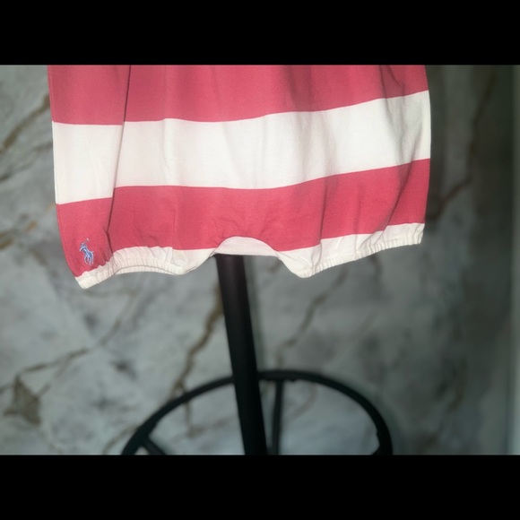 Girls romper short set. Pink and beige striped . - Picture 4 of 5